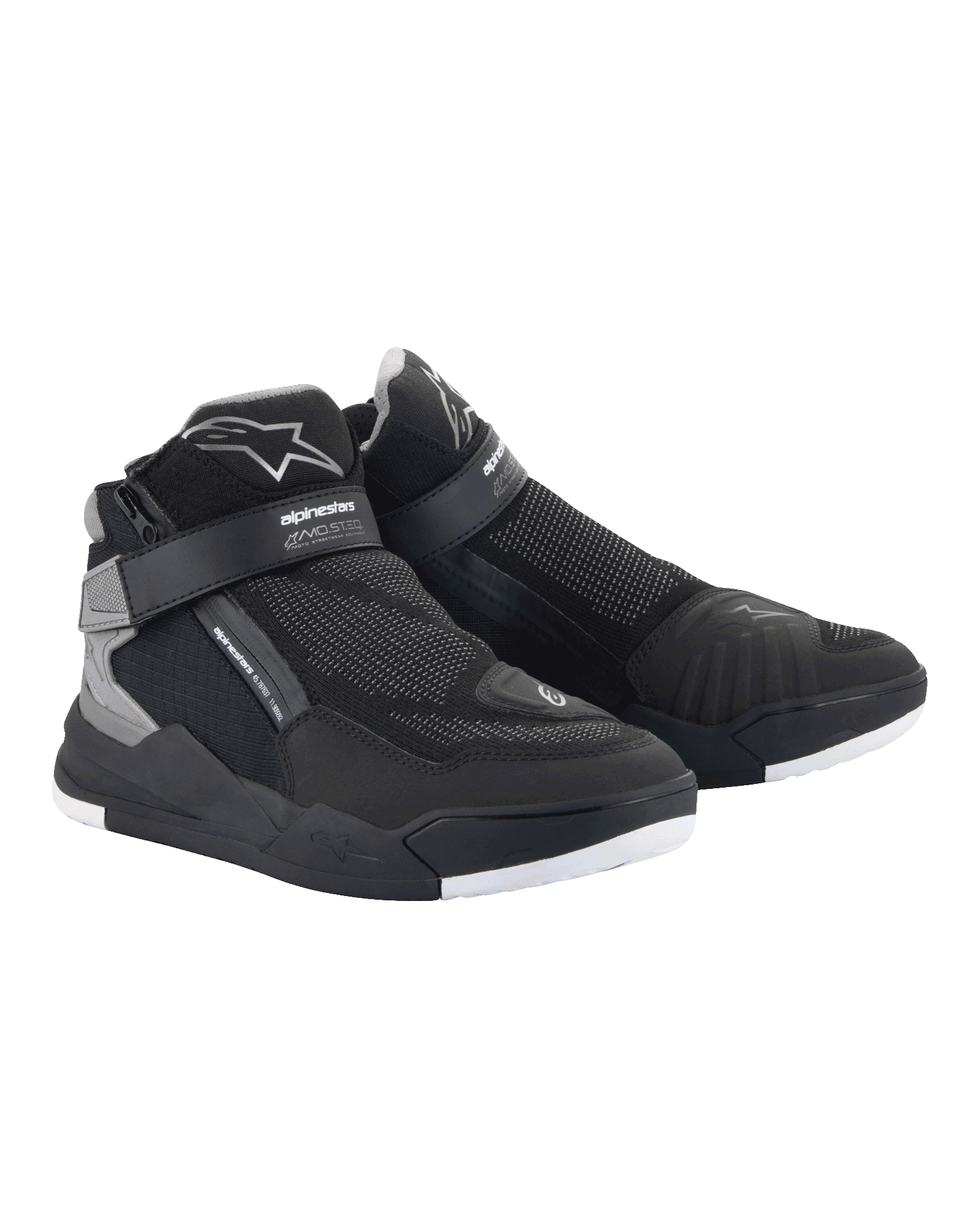 Alpinestars Speedflight Street Shoes, zwart en gun metal, urban motorrijschoenen met een mesh bovenwerk en TPU-verstevigingen, ritssluiting aan de zijkant en klittenband enkelband, eigentijds op sneakers geïnspireerd ontwerp