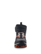 Alpinestars Speedstreet Shoes, Urban Motorcycle Riding Shoes, Black Almond and Hot Orange, front view featuring a large hook-and-loop ankle strap, lace-up closure, and orange accents on the sole