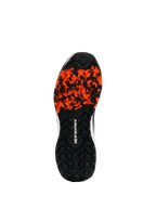 Alpinestars Meta XR V2-schoenen, robuuste rubberen buitenzool, zwart en oranje, met noppenpatroon voor hoge tractie op vuile ondergronden, wit Alpinestars-logo, oliebestendig en anatomisch geoptimaliseerd voor off-road grip