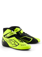 Alpinestars Tech-1 KX V3 Karting-Schuhe, Schwarz und Gelb Fluo, schlankes Performance-Profil, asymmetrische Schnürung mit verstellbarem Knöchelriemen, lasergeschnittene Perforationen für Atmungsaktivität, leichte thermo-verschweißte Konstruktion, FIA 8877-2022 zertifiziertes Motorsport-Schuhwerk