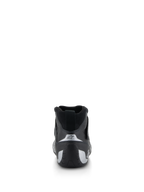 Alpinestars Tech-1 Z V3 Shoes FIA, chaussures de course automobile, noir et argent, vue arrière montrant le talon profilé avec des accents argentés et le logo en étoile, équipement professionnel de sport automobile