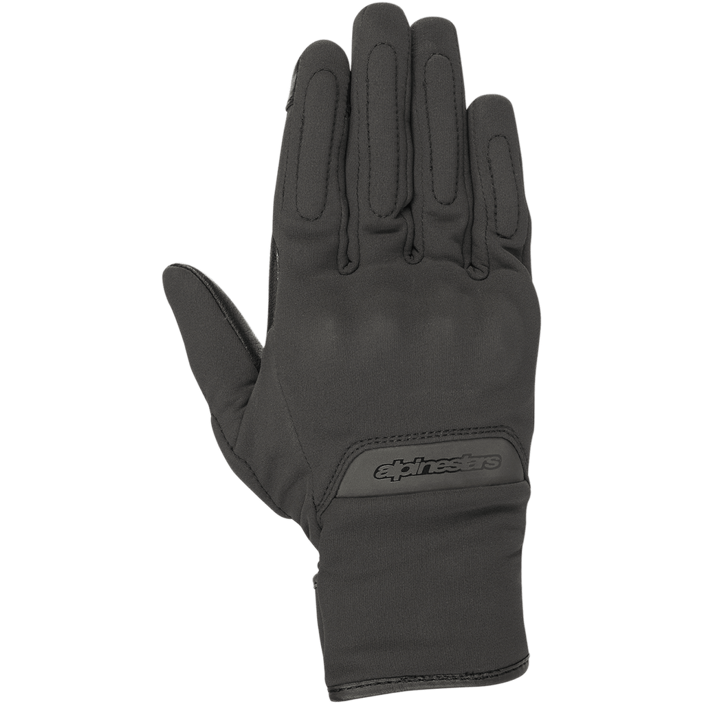 Alpinestars Stella C1 Windstopper V2 handschoenen, urban motorhandschoenen voor dames, zwart, bovenaanzicht, met subtiele geïntegreerde knokkelbescherming, logo in reliëf op de manchet en winddicht GORE-TEX Windstopper-textiel
