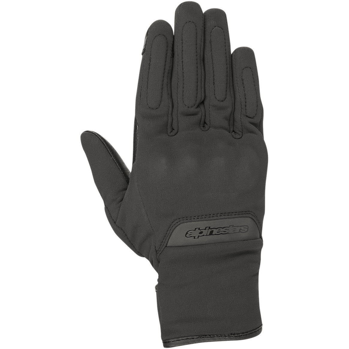Alpinestars Stella C1 Windstopper V2 handschoenen, urban motorhandschoenen voor dames, zwart, bovenaanzicht, met subtiele geïntegreerde knokkelbescherming, logo in reliëf op de manchet en winddicht GORE-TEX Windstopper-textiel