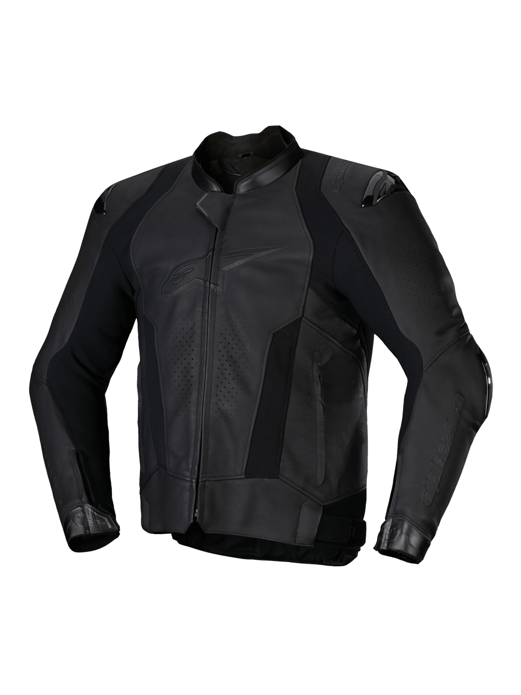 Alpinestars Veste En Cuir Missile V3, veste de moto racing pour homme, noire, en cuir bovin premium avec protections d'épaules et design Tech-Air Ready