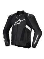 Alpinestars Missile V3 Leren Jas, heren motorracingjas, zwart en wit, premium runderleer van racekwaliteit, CE-gecertificeerd met schouder- en elleboogbescherming