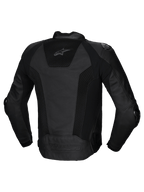 Alpinestars Missile V3 Airflow leren motorjas, heren racejas, achterkant, zwart met geperforeerde leerpanelen en stretchinzetten, CE-gecertificeerd AA-klasse