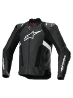 Alpinestars Missile V3 Airflow Lederjacke, perforierte Herren-Rennsport-Motorradjacke in Schwarz und Weiß, hochwertiges Rindsleder mit Schulter- und Ellbogenprotektoren sowie Tech-Air-Kompatibilität