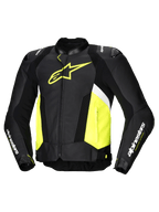 Alpinestars Missile V3 Airflow Lederjacke, Herren-Rennmotorradjacke, Schwarz, Gelb Fluo und Weiß, perforiertes Rindsleder mit DFS-Schulterprotektoren und Tech-Air® Ready Design