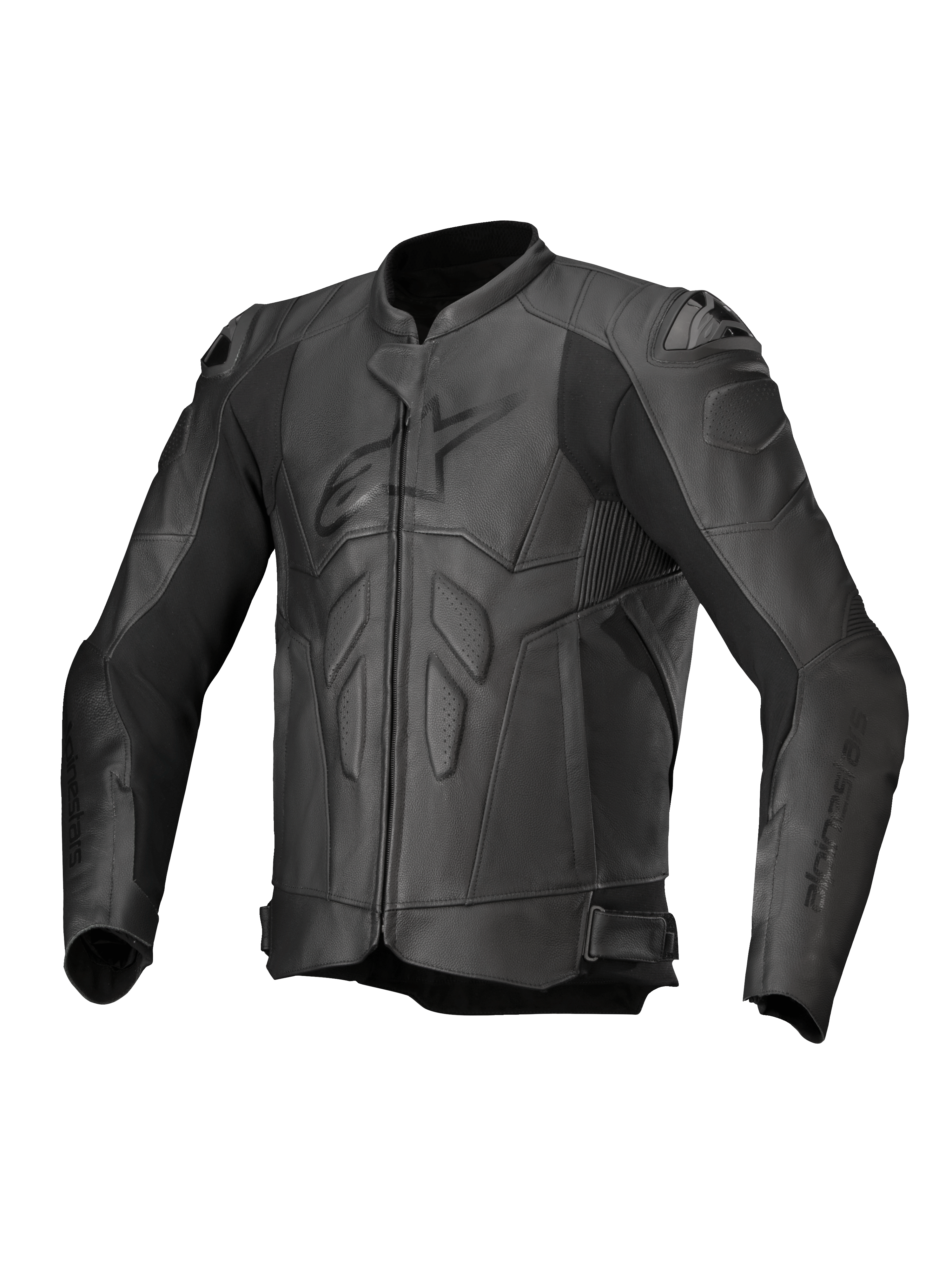 Alpinestars Dusk Lederjacke, schwarze Motorradjacke aus Rindsleder mit DFS-Schulterschleifern, Tech-Air® Ready.