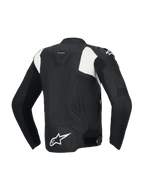 Alpinestars Veste En Cuir Dusk Airflow, veste de moto ventilée pour homme, vue de dos, noire et blanche, construction en cuir perforé avec certification CE et design Tech-Air ready