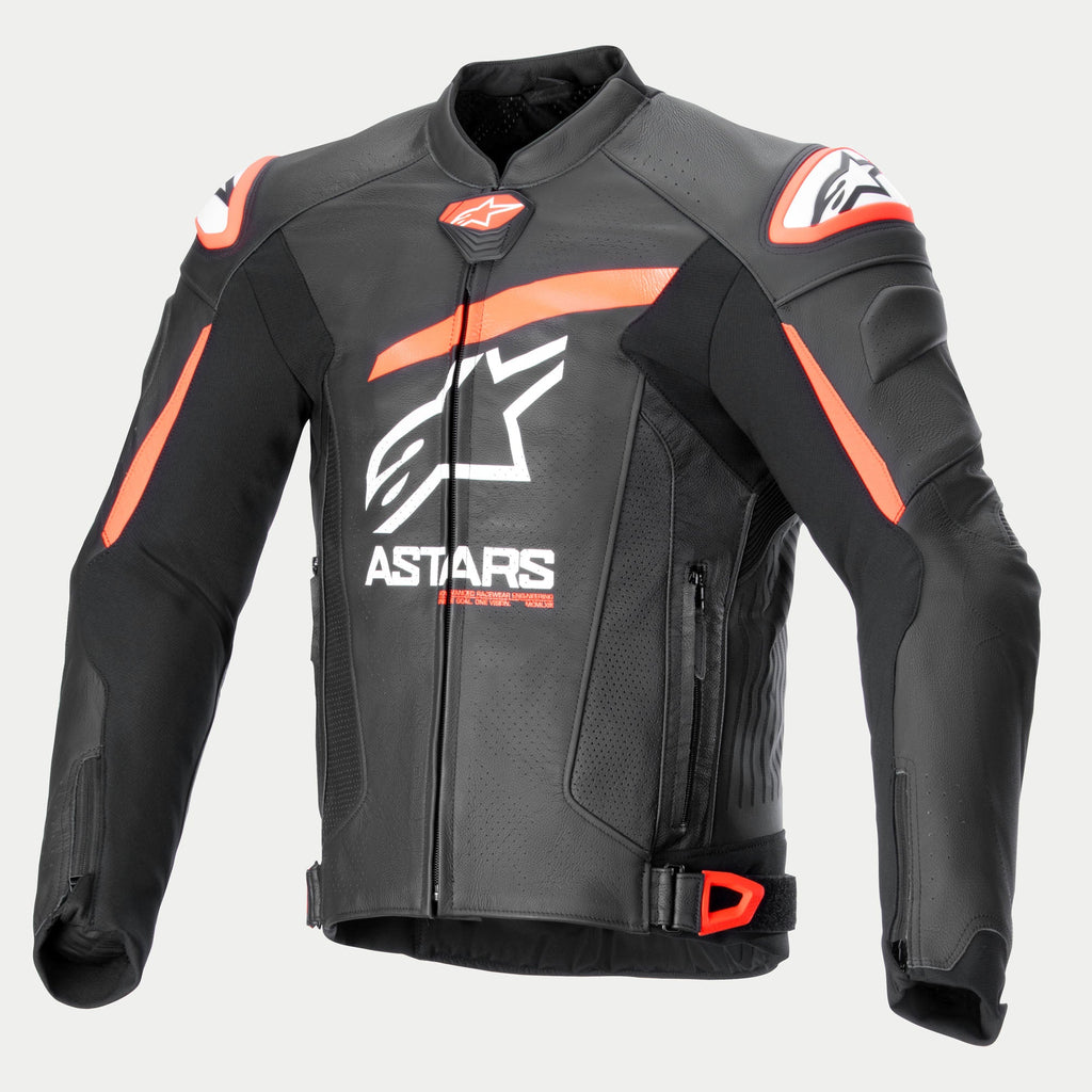 Alpinestars GP Plus R V4 Airflow Leather Jacket, Men's Motorcycle Racing Jacket, Black, Red Fluo and White, CE Certified, Tech-Air Ready