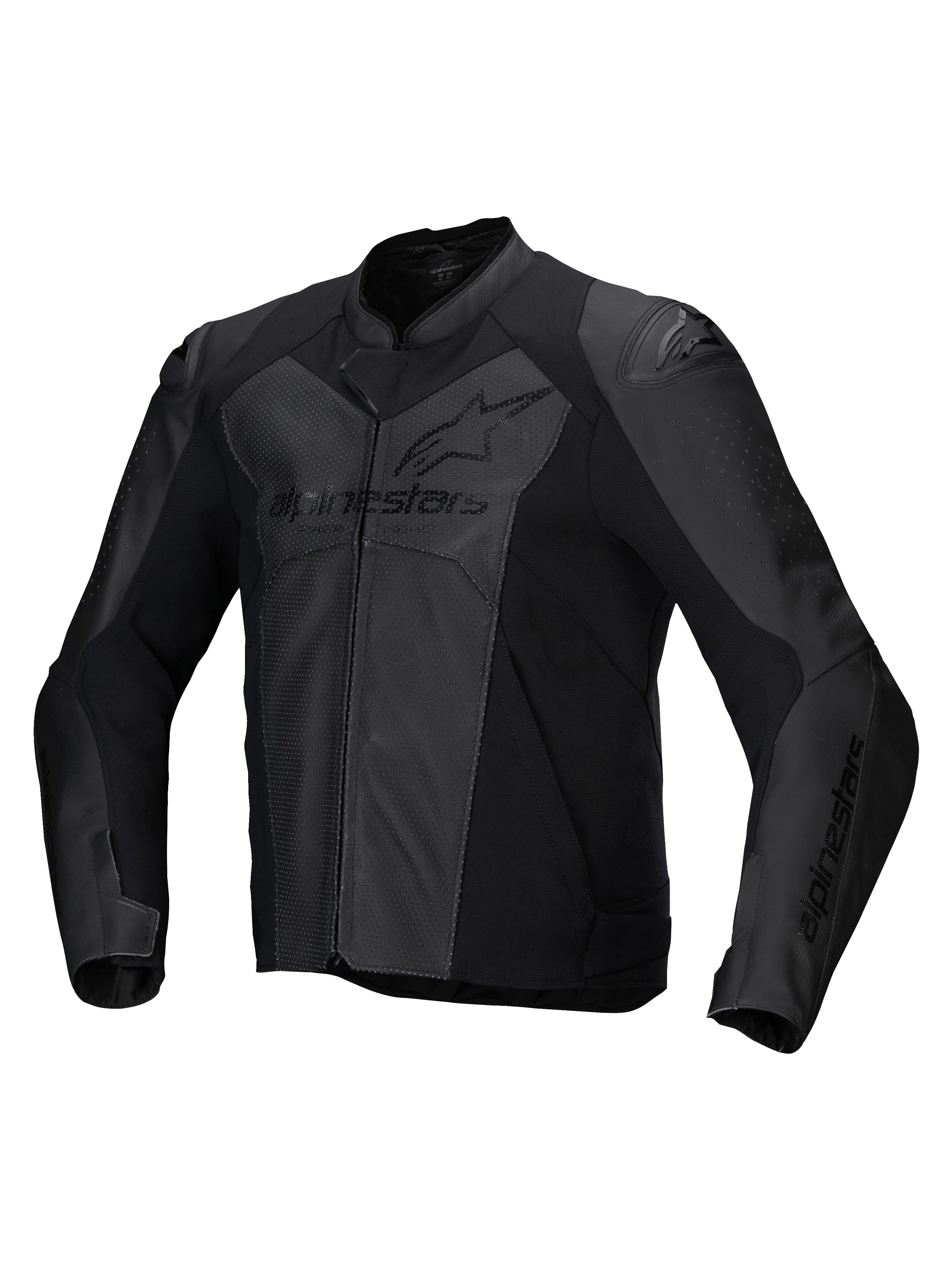 Alpinestars Faster V3 Airflow leren motorjas, heren motorjas, zwart, geperforeerde panelen, CE-gecertificeerd