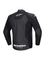 Alpinestars Faster V3 Airflow Lederjacke, Herren-Sportmotorrad-Lederjacke, Rückansicht, Schwarz und Weiß, CE-zertifiziert, mit HRSF-Stretcheinsätzen und perforierter Lederkonstruktion
