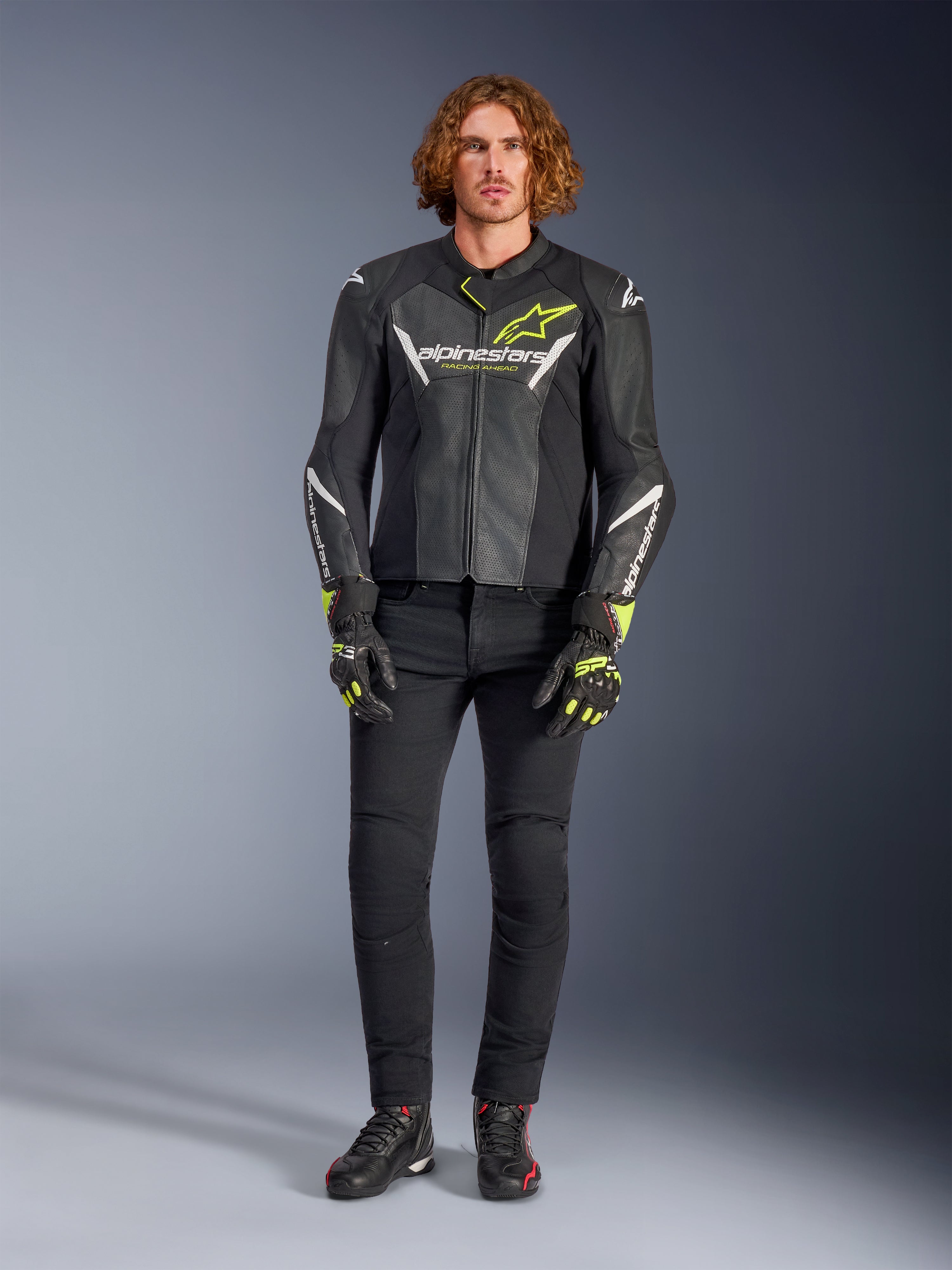 alpinestars バイクジャケット ブラック/イエロー 3103625_125_FASTER_V3_AIRFLOW_