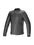 Alpinestars Blacktrack Leather Jacket, black bovine leather motorcycle jacket for men, urban road style, Tech-Air Ready.