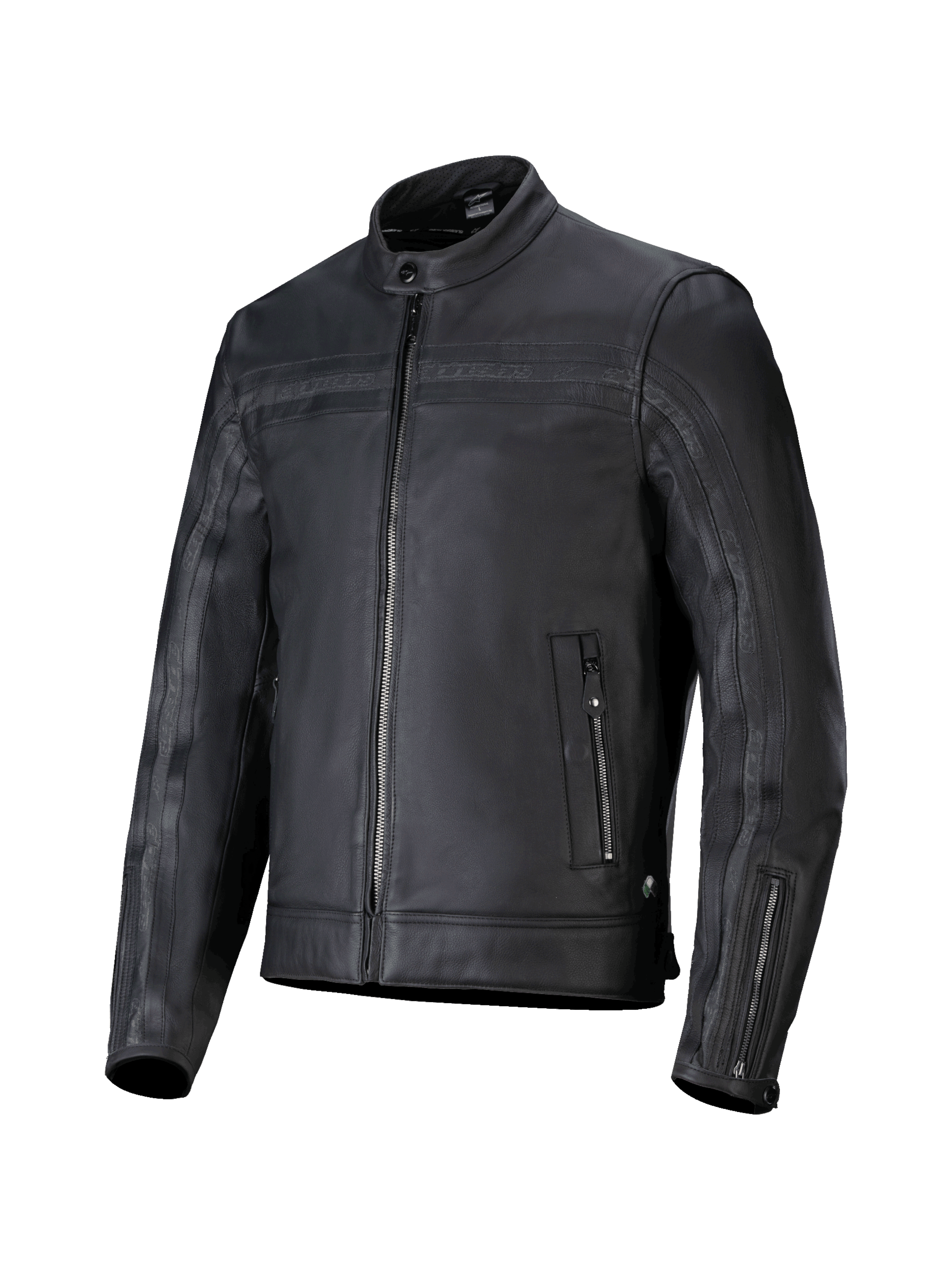 Alpinestars veste en cuir Dyno, blouson de moto urbain pour homme, noir, cuir de bovin premium, prêt pour airbag Tech-Air et certifié CE