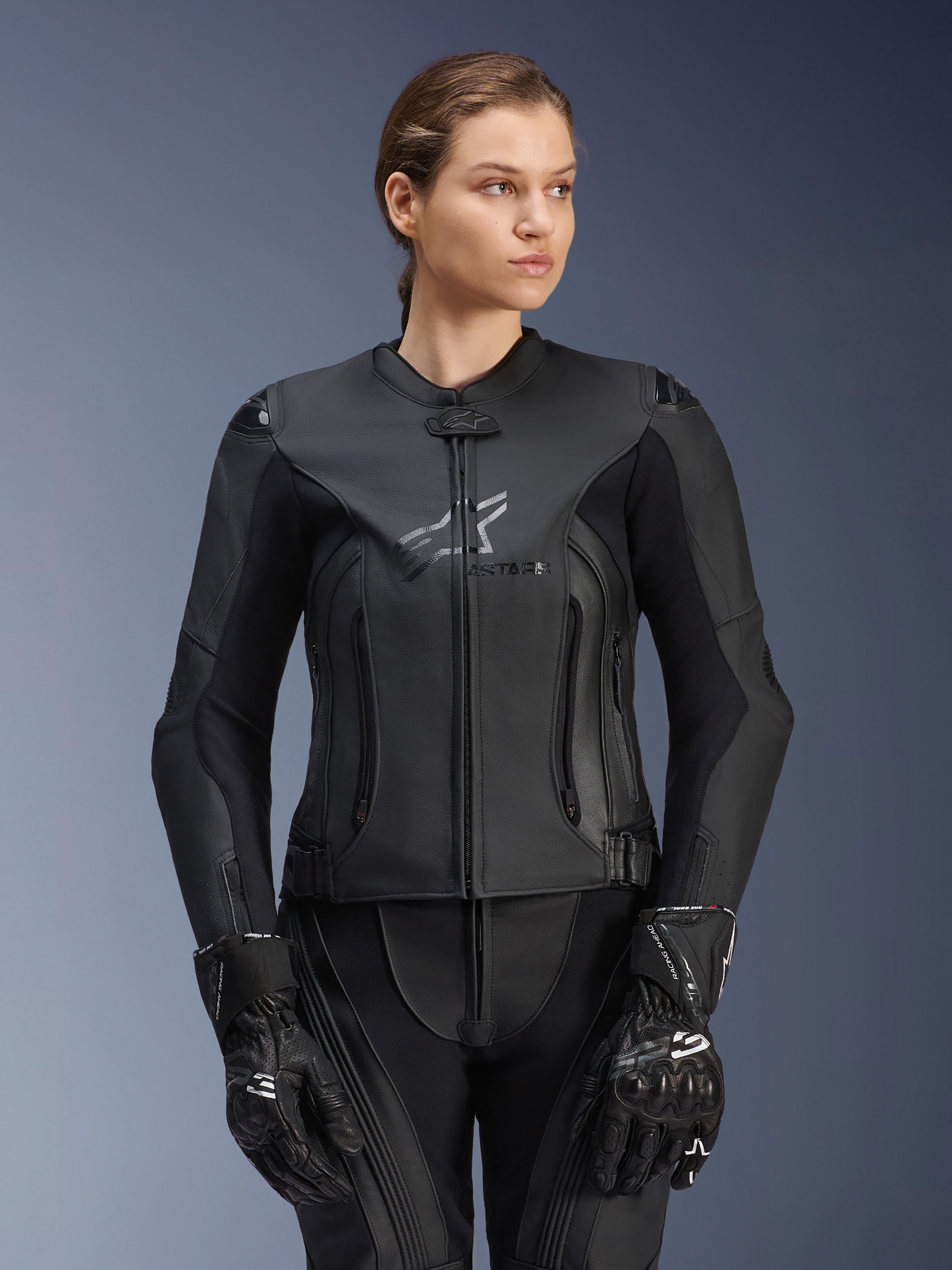 Women Stella GP Plus V4 Leather Jacket