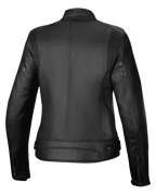 Alpinestars Stella Dyno Leren Jas, dames motorjas, achteraanzicht, zwart en donkergrijs, premium runderleer constructie