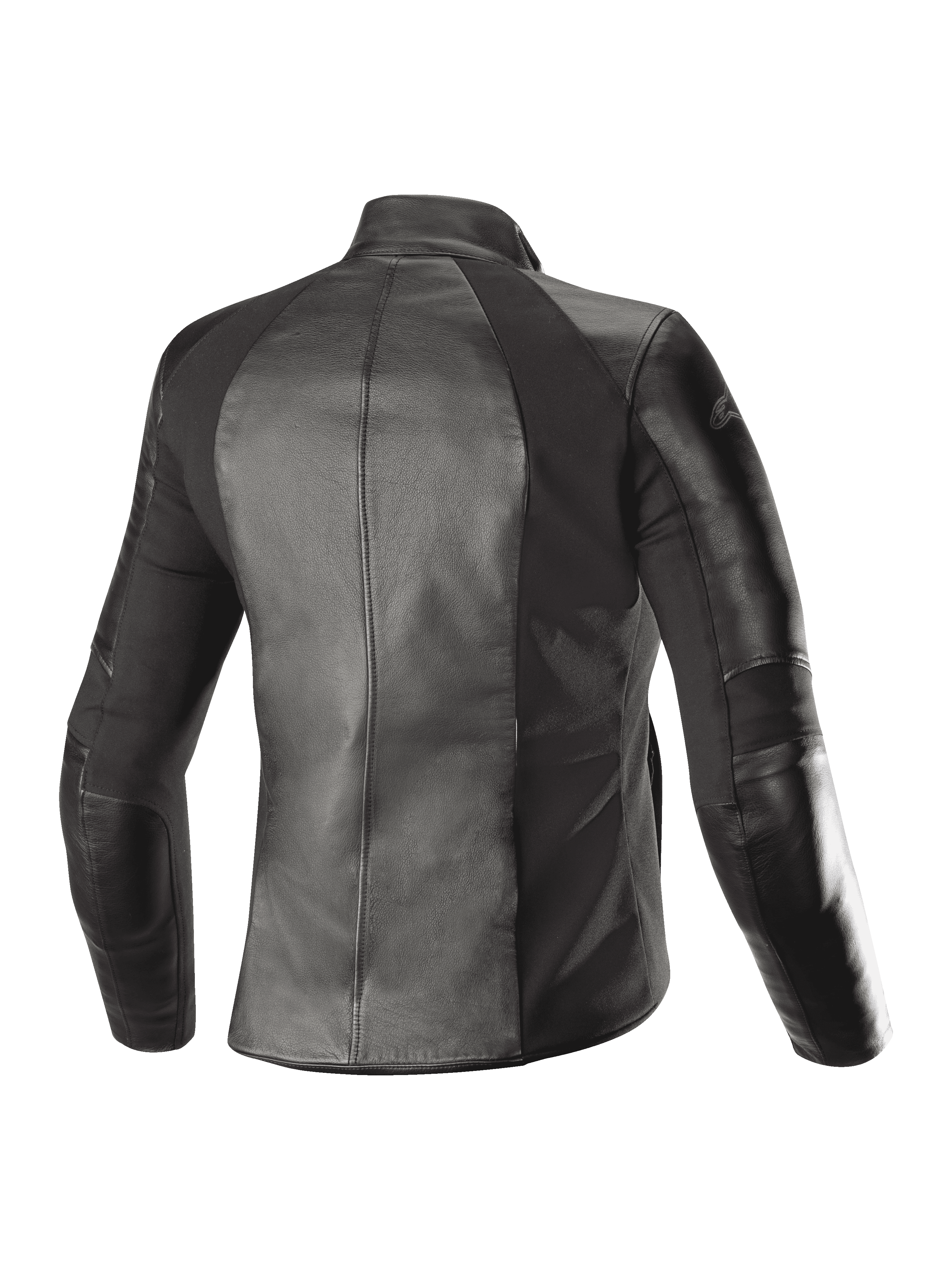 Alpinestars Stella Vika V2 Leren Damesjas, zwart, achteraanzicht, vervaardigd uit volnerfleer met aramide stretchpanelen voor een getailleerde vrouwelijke pasvorm, stedelijke motorkleding.