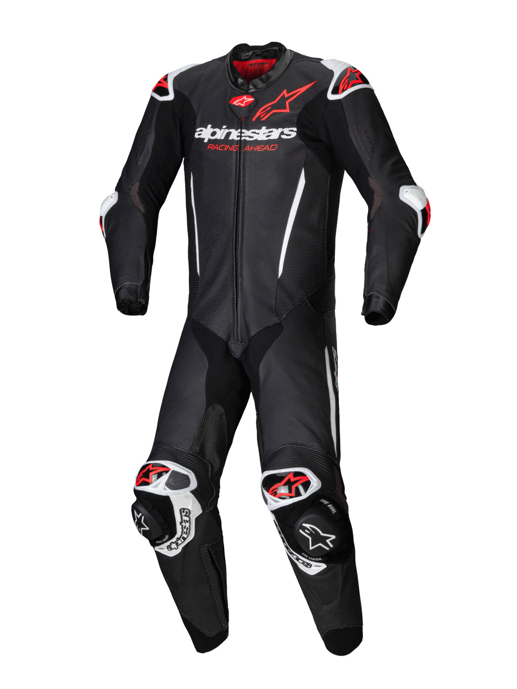Alpinestars combinaison en cuir GP-R7 1 pièce, combinaison de moto pour course, homme, noire, blanche et rouge fluo, certifiée CE AAA, compatible Tech-Air.