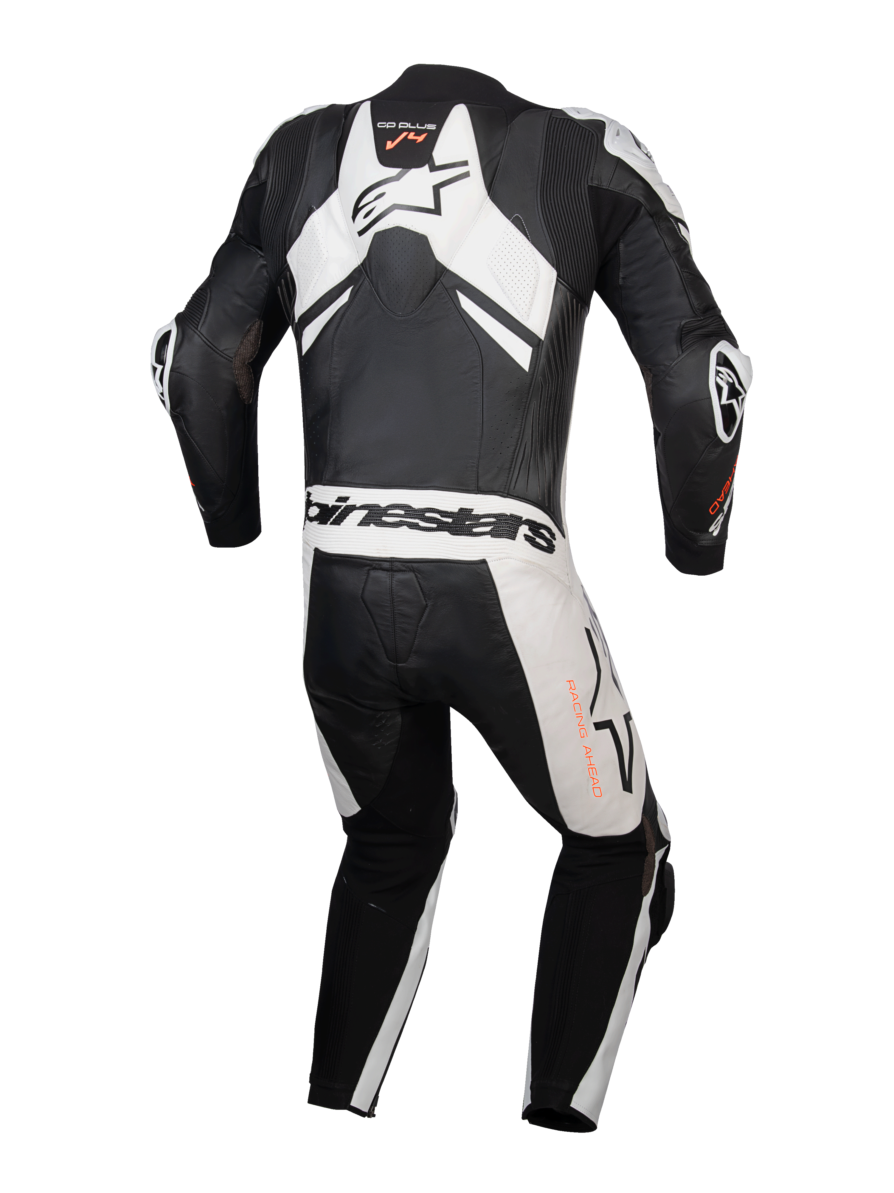 Alpinestars GP Plus V4 Sprint, combinaison en cuir de moto pour homme, une pièce, noire et blanche avec bosse aérodynamique, certifiée CE classe AAA, conçue pour la course de haute performance