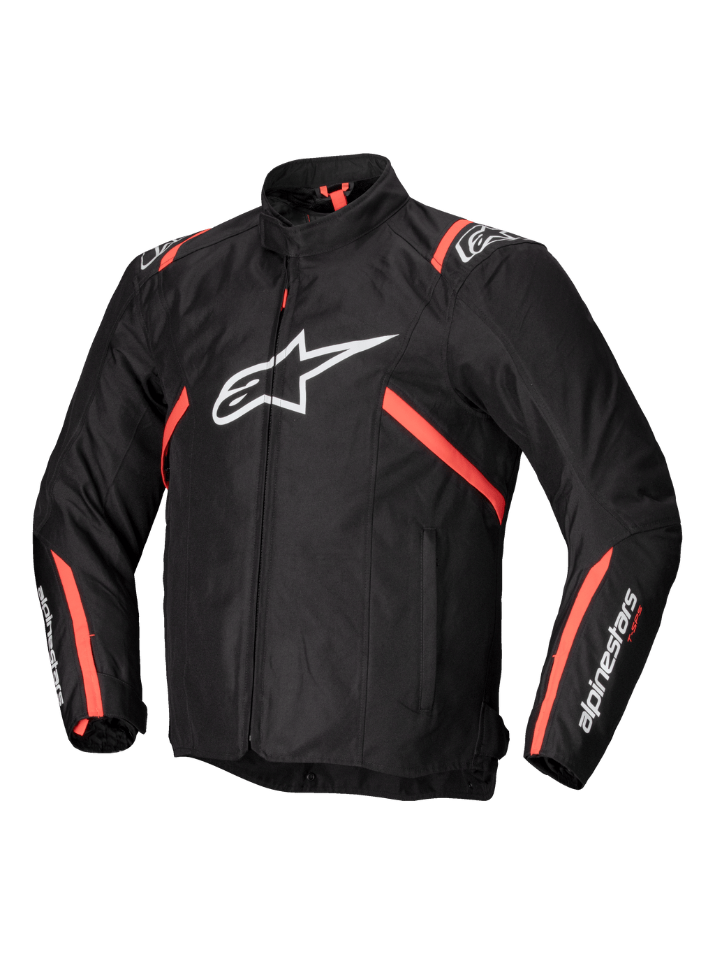 Alpinestars T-SPS V2 Waterdichte Jas, heren motorjas van textiel, zwart met witte en rode fluo accenten, CE-gecertificeerd met Tech-Air®-voorbereiding