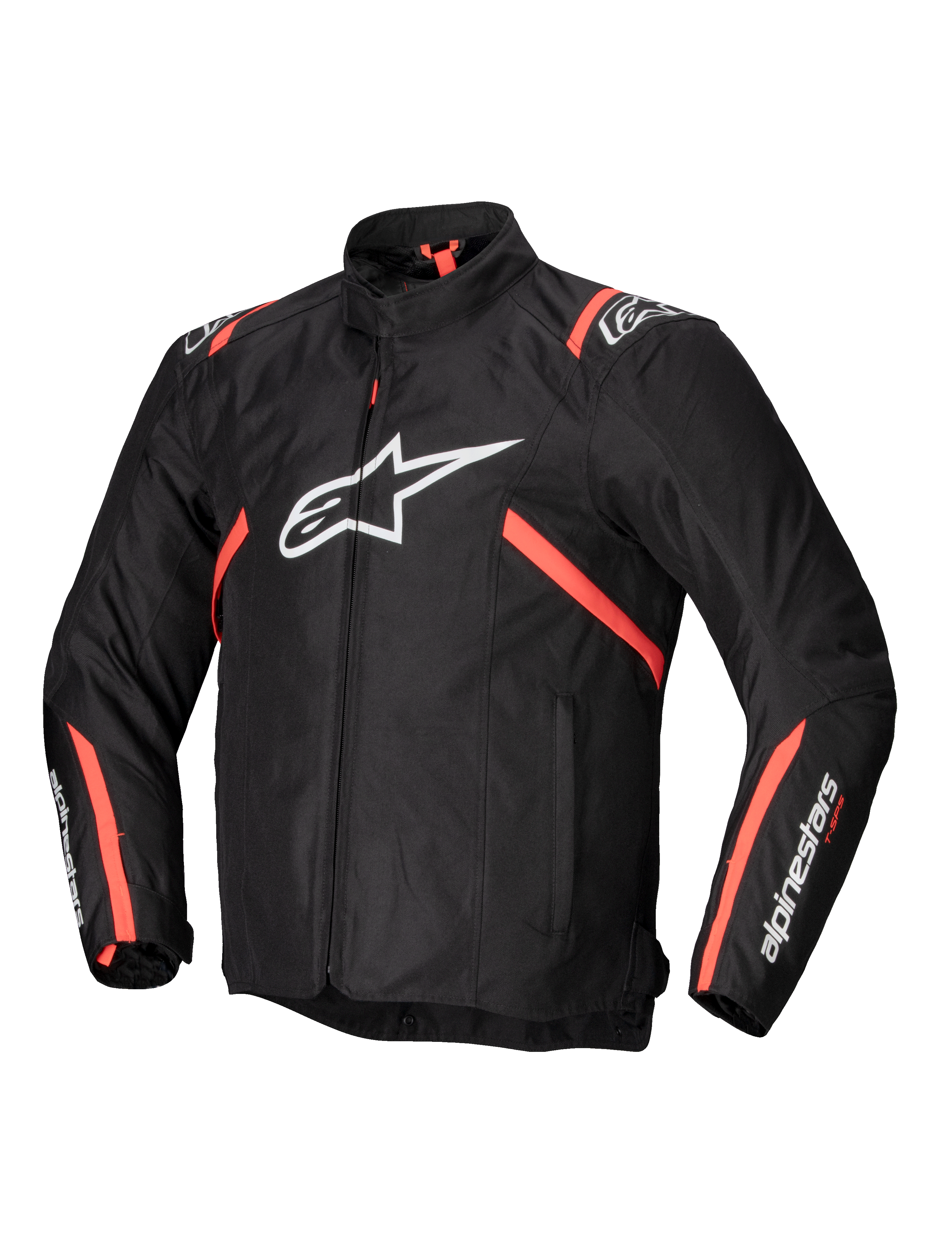 Alpinestars T-SPS V2 Waterdichte Jas, heren motorjas van textiel, zwart met witte en rode fluo accenten, CE-gecertificeerd met Tech-Air®-voorbereiding