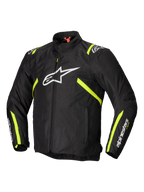 Alpinestars T-SPS V2 Wasserdichte Jacke, Herren-Motorradtextiljacke, Schwarz mit weißen und gelb-fluo Akzenten, CE-zertifizierter Schutz