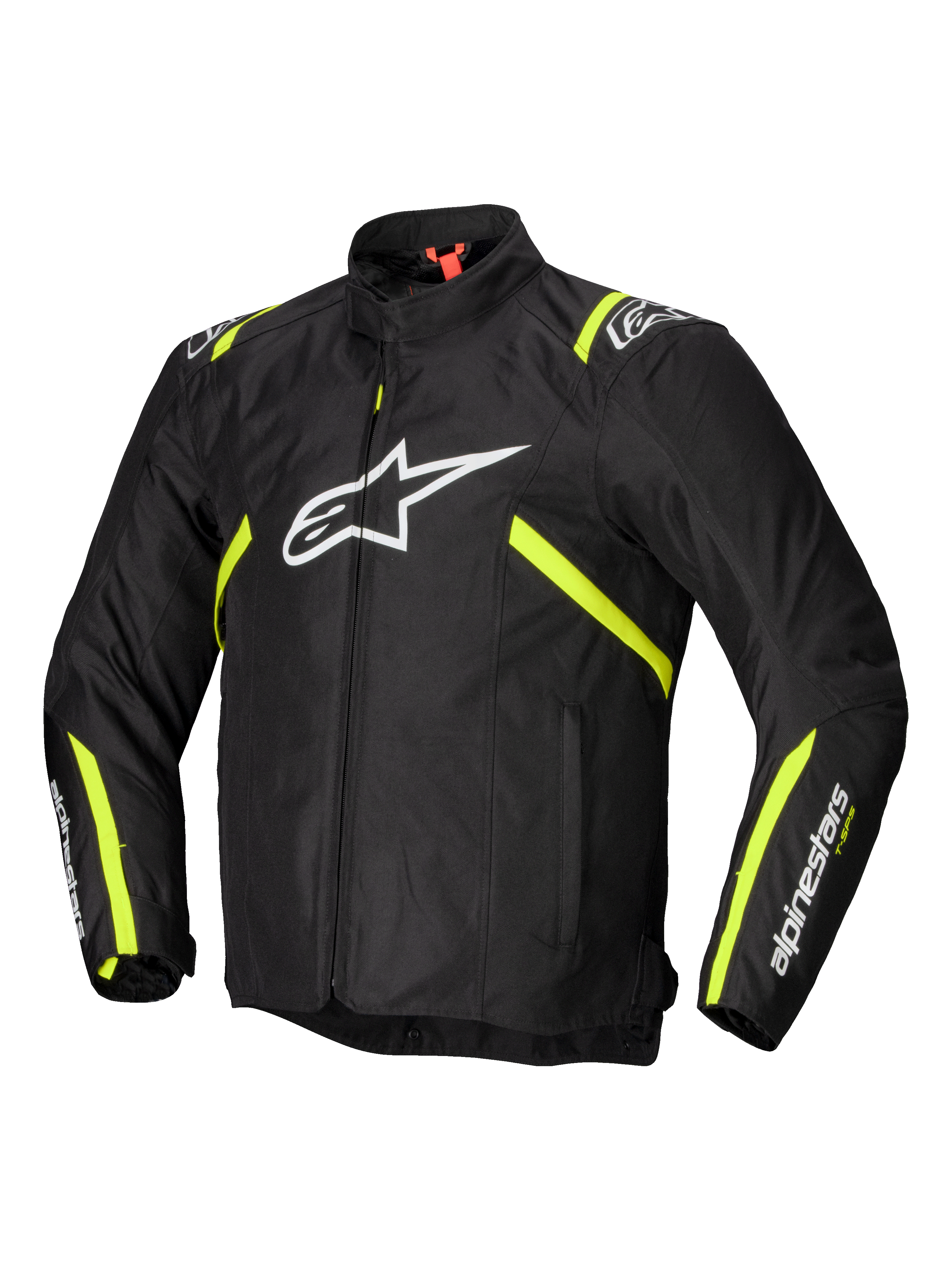Alpinestars T-SPS V2 Wasserdichte Jacke, Herren-Motorradtextiljacke, Schwarz mit weißen und gelb-fluo Akzenten, CE-zertifizierter Schutz