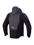 Alpinestars Aeroshell WP jas, waterdichte motorhoodie, zwart en donkergrijs met capuchon en logodetail op de achterzijde