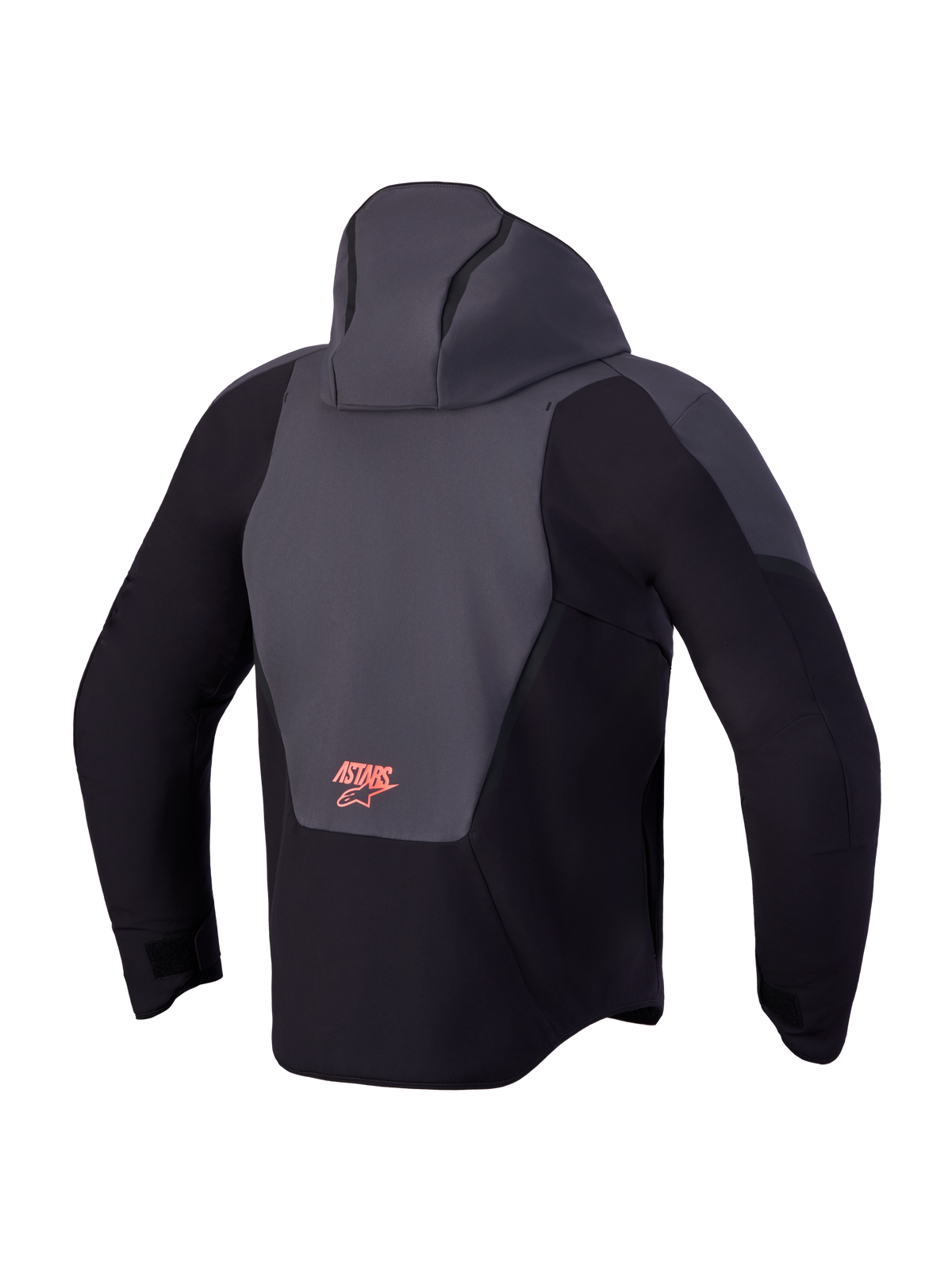 Alpinestars Aeroshell WP jas, waterdichte motorhoodie, zwart en donkergrijs met capuchon en logodetail op de achterzijde