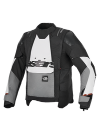 Alpinestars Harok V2 Drystar Jacket, All-Terrain Adventure Motorcycle Textile Jacket, Men's Dark Gray, Ice Gray, and Black, featuring a waterproof Drystar membrane and modular ventilation construction