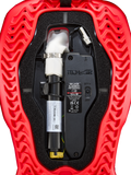 Alpinestars Tech-Air® 5 Plasma Airbag-Ersatzkartusche mit schwarzer ECU und weißem Inflator in roter Schale, Rot und Schwarz.