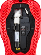 Alpinestars Tech-Air® 5 Plasma Airbag-Ersatzkartusche mit schwarzer ECU und weißem Inflator in roter Schale, Rot und Schwarz.