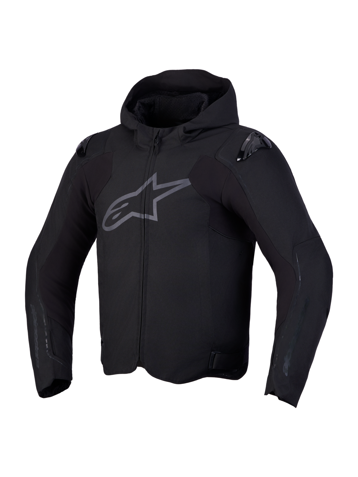 Alpinestars Zaca V2 Waterproof, veste de moto étanche pour homme, noire, avec capuche intégrée et protections d'épaules DFS, certifiée CE