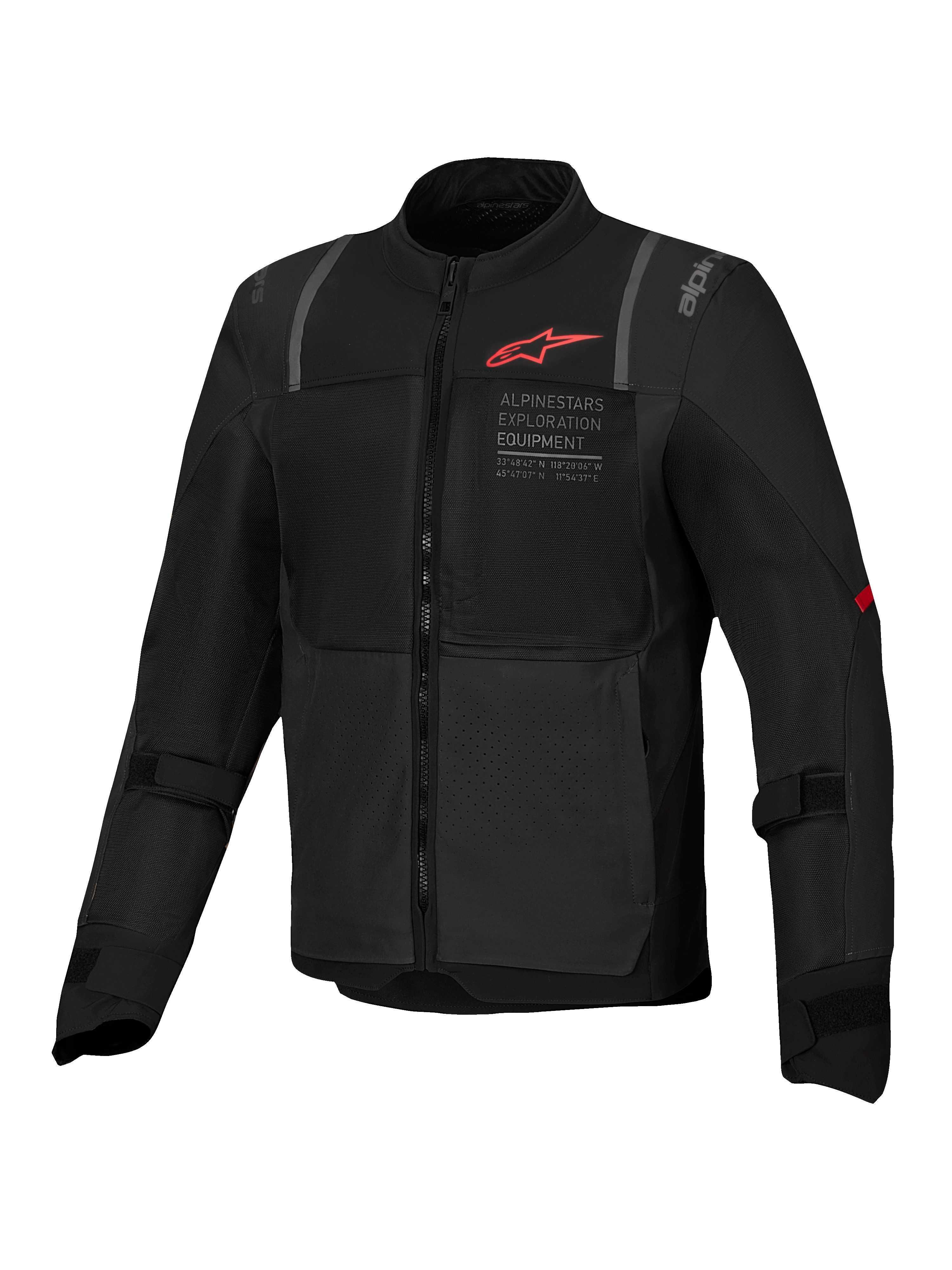 Alpinestars ST-2 Air Jacke, Herren-Motorradtouringjacke, Schwarz mit rotem Logo, Mesh-Einsätze für Belüftung, CE-Level AA zertifiziert, Nucleon Flex Plus Protektoren.