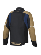 Alpinestars Veste ST-2 Air, blouson de moto touring d'été pour homme, vue de dos montrant les panneaux en mesh ventilé et le bas du dos allongé, bleu, kaki foncé et noir, certifié CE Classe AA et compatible Tech-Air