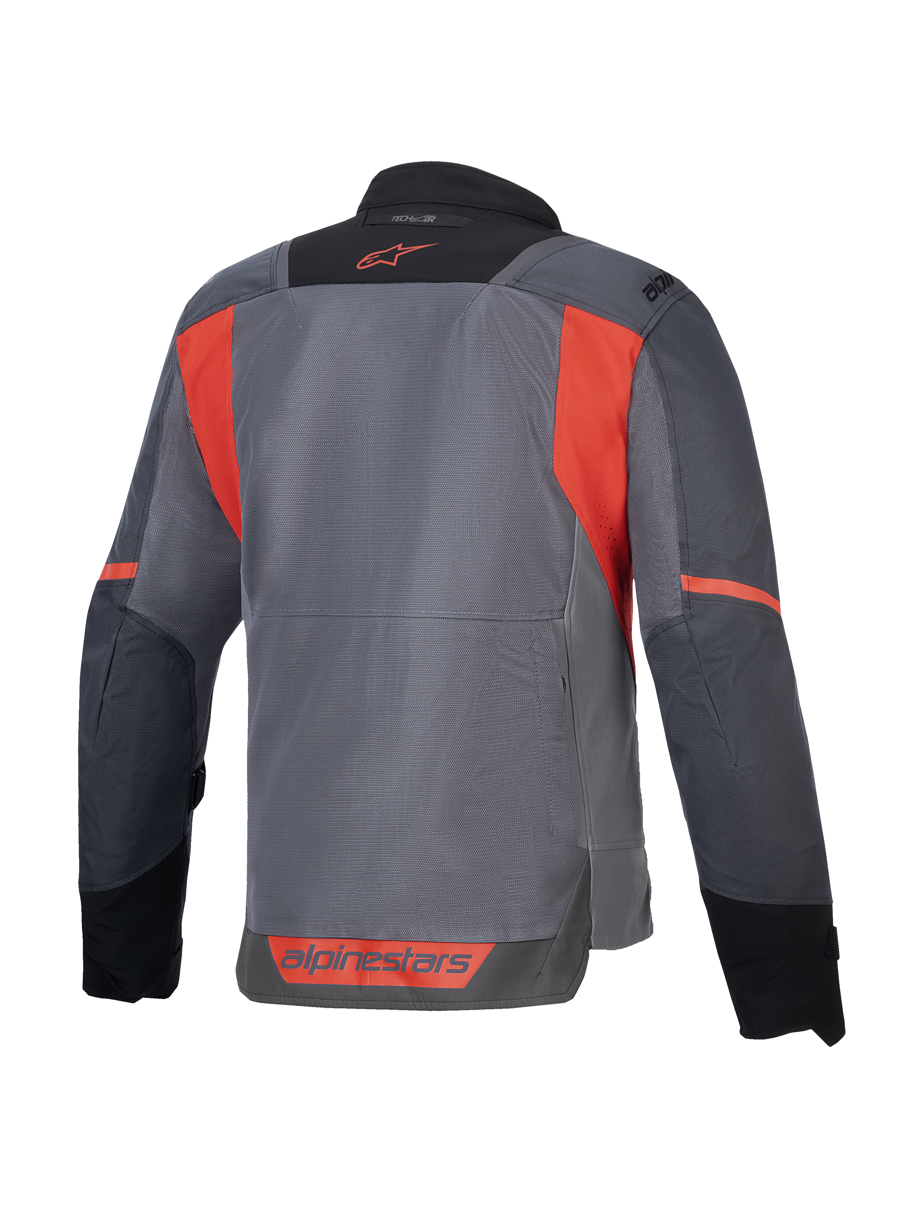 Veste Alpinestars ST-2 Air, veste de moto touring grise et rouge, panneaux en mesh, certifiée CE, Tech-Air ready, vue de dos.