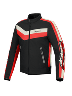 Alpinestars T-Dyno Water Resistant Jacket, men's textile motorcycle road jacket, Black, Bright Red, and Ecru, CE certified with vintage-inspired biker fit