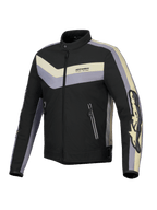 Alpinestars T-Dyno Waterafstotend Jas, heren motorjas, zwart, donkergrijs en ecru, CE-gecertificeerd met vintage-geïnspireerde bikerpasvorm