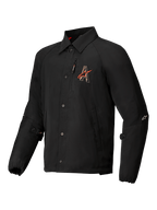 Alpinestars Revved Water Resistant Jacket, urban motorcycle jacket, black satin with contrast embroidery and snap button closure, CE Level A certified with Nucleon Flex Plus protectors