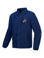 Alpinestars Veste Résistante À L’Eau Revved, veste de moto urbaine bleue avec style coaches jacket, construction en satin résistant à l’eau et certification CE niveau A