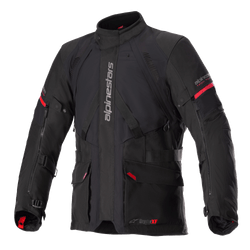Alpinestars Monteira Drystar XF Jacke, Schwarz und Bright Red, Adventure-Touring-Motorradjacke, wasserdichte laminierte Konstruktion, mit mehreren praktischen Taschen und verstellbaren Riemen, strapazierfähiges Textil für Allwetterschutz