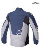 Alpinestars SMX Wasserdichte Jacke, Herren-Textil-Motorradjacke, Rückansicht in Nachtmarine, Dunkelgrau und Schwarz, mit verlängertem Rücken und weißem A-Star-Logo