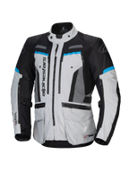 Alpinestars Bogota' Pro Drystar® Jacket, adventure touring motorcycle jacket, Men's, Ice Gray and Black with Cyan accents, waterproof textile construction.