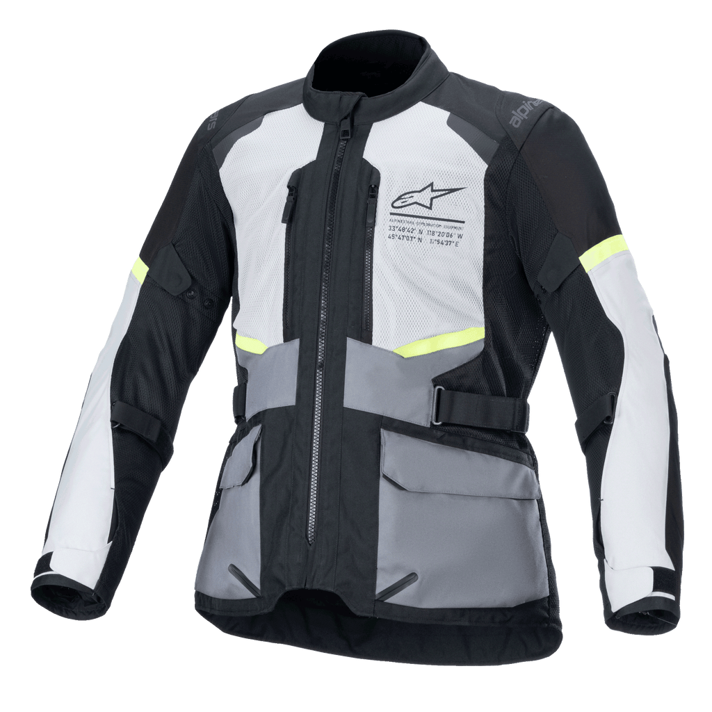 Alpinestars Veste Andes Air Drystar®, veste de moto touring, grise, gris foncé et noire, avec ventilation en mesh 2D et compatibilité Tech-Air®