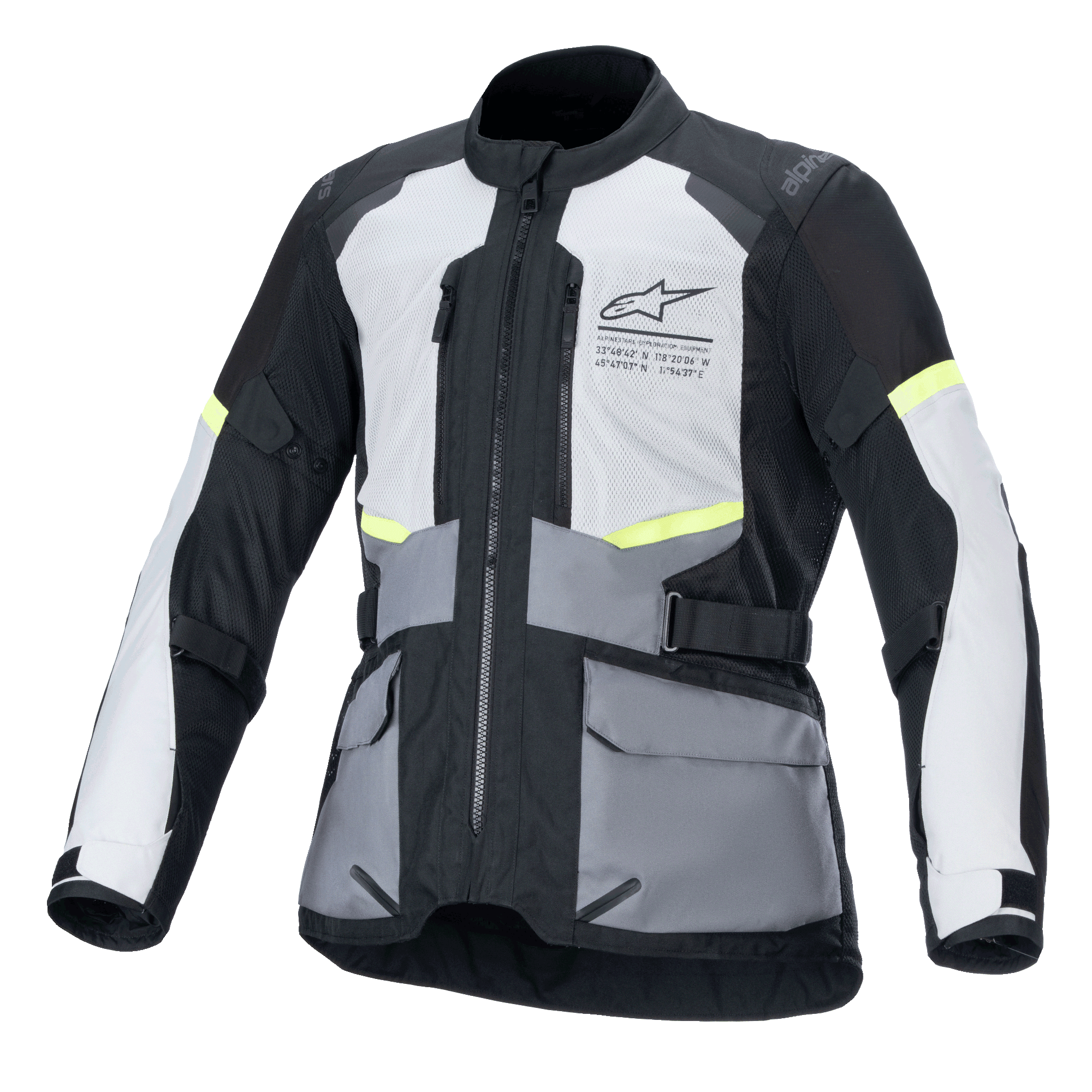 Alpinestars Veste Andes Air Drystar®, veste de moto touring, grise, gris foncé et noire, avec ventilation en mesh 2D et compatibilité Tech-Air®
