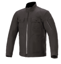 Alpinestars Solano Waterproof Jacket, stedelijke motorjas, zwart, hoge rechte kraag met centrale waterdichte ritssluiting, twee borstzakken met knopen, ritszak op de mouw, casual textielconstructie met een gladde afwerking
