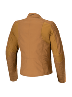 Veste Isla WR Femme Alpinestars, veste de moto urbaine, Brun Utility Or Léger, vue arrière avec renforts matelassés aux épaules et aux coudes, coupe féminine ajustée avec empiècements extensibles ergonomiques, textile déperlant à finition mate