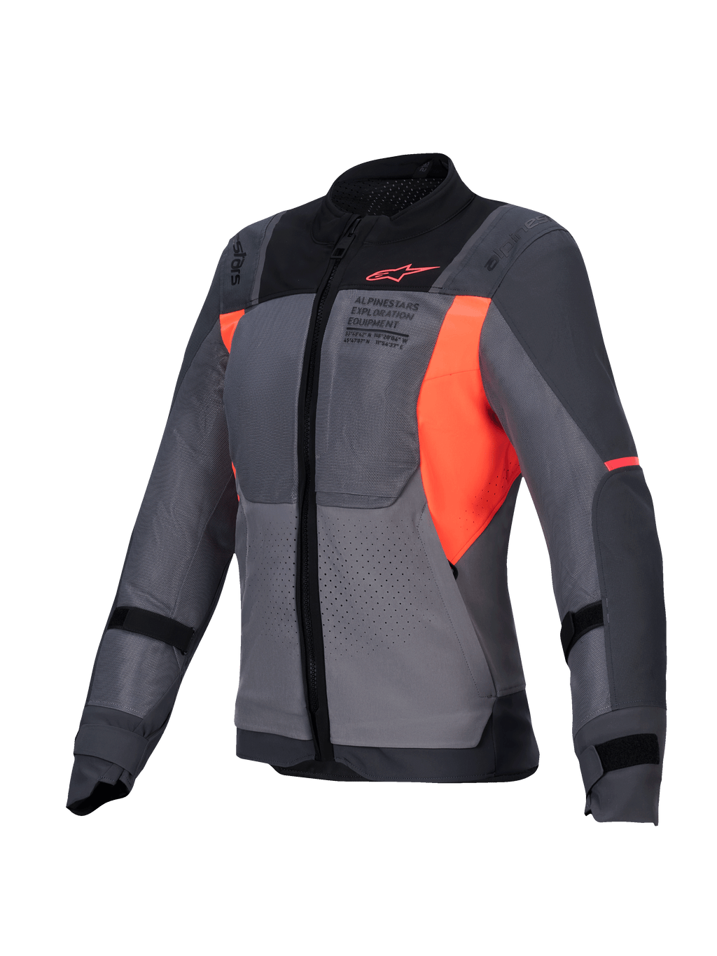 Alpinestars Veste Stella ST-2 Air, veste de moto ventilée pour femme, gris et gris foncé avec accents orange fluo, certifiée CE niveau AA, avec panneaux mesh et design Tech-Air ready